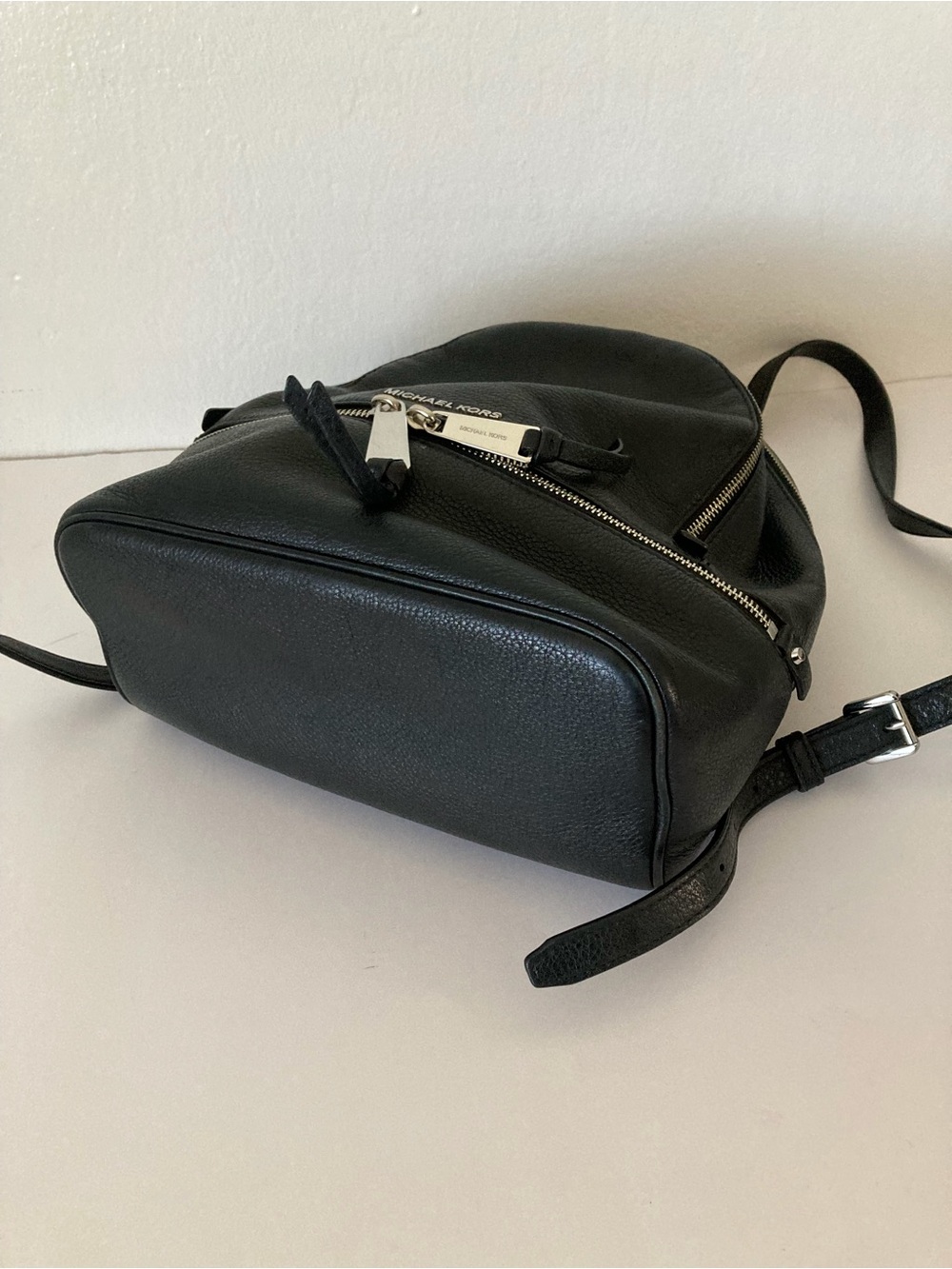 Michael Kors Rhea Black Pebble Leather Backpack - Picture 4 of 7